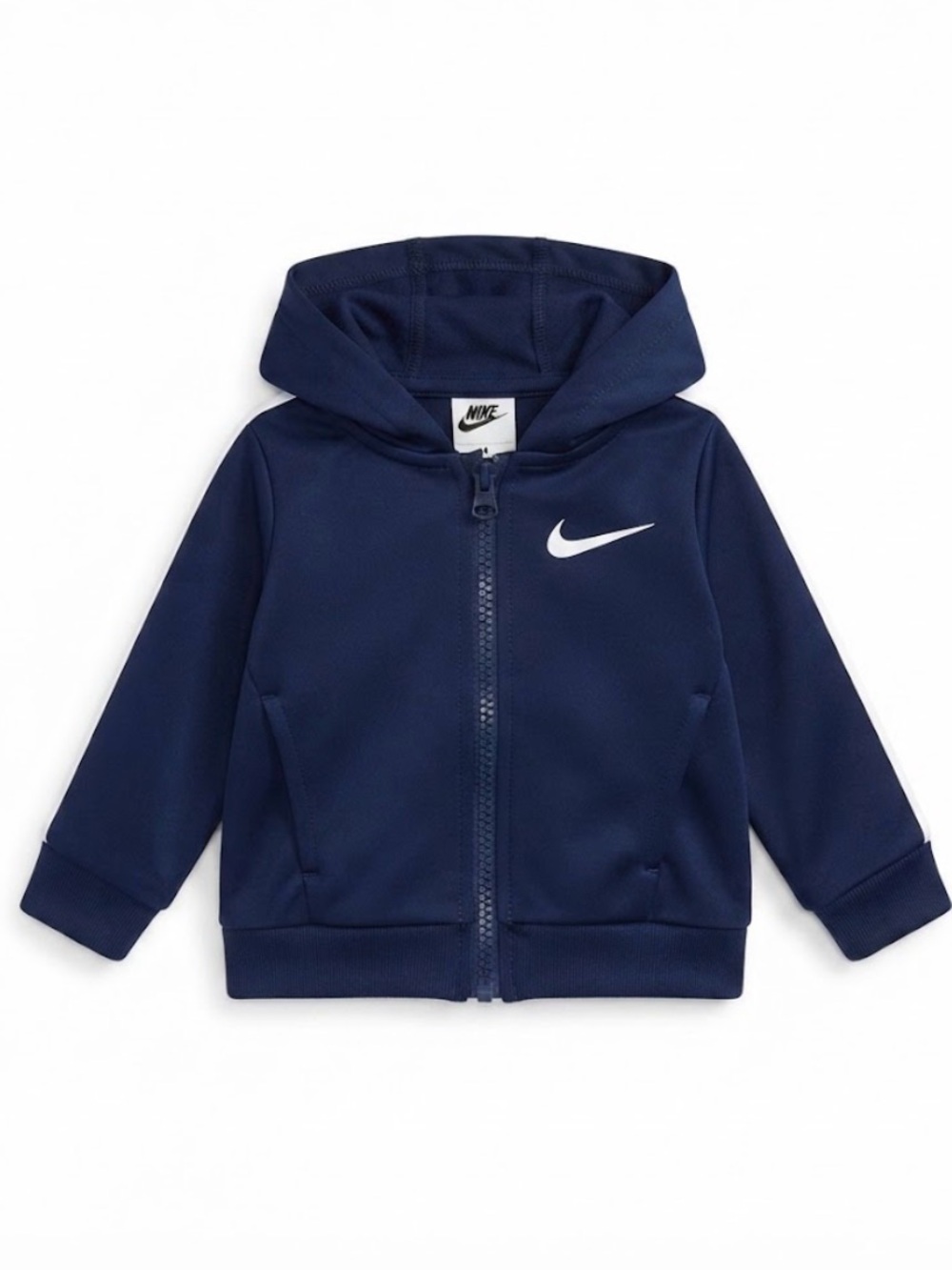 Nike Navy Zip Hoodie with White Swoosh Accent